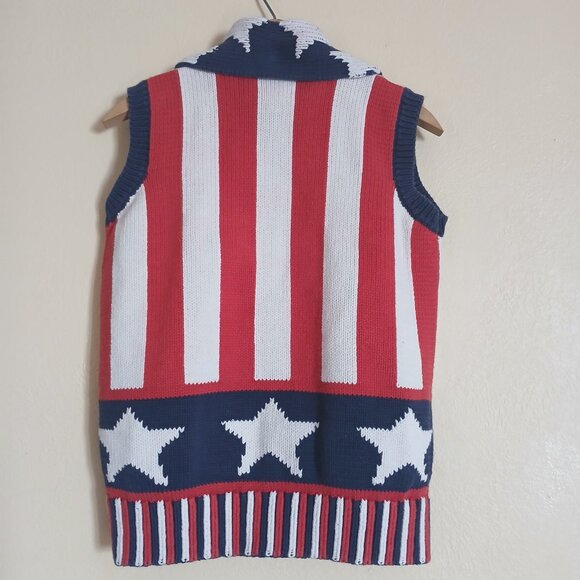 Vintage Just Better Sweaters Lisa Coufal USA Patriotic Sweater Vest Women's M - Picture 4 of 7